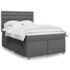 Image de vidaXL Sommier Ã  lattes de lit avec matelas Gris foncÃ© 140x200cm Tissu