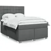 Image de vidaXL Sommier Ã  lattes de lit avec matelas Gris foncÃ© 160x200cm Tissu