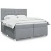Image de vidaXL Sommier Ã  lattes de lit avec matelas Gris clair 200x200cm Tissu
