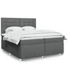 Image de vidaXL Sommier Ã  lattes de lit avec matelas Gris foncÃ© 200x200cm Tissu