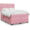 Image de vidaXL Sommier Ã  lattes de lit avec matelas Rose 140x190 cm Velours