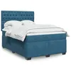 Image de vidaXL Sommier Ã  lattes de lit et matelas bleu 140x190 cm velours