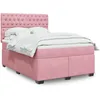 Image de vidaXL Sommier Ã  lattes de lit avec matelas Rose 140x190 cm Velours