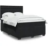 Image de vidaXL Sommier Ã  lattes de lit avec matelas Noir 140x190 cm Velours