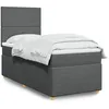 Image de vidaXL Sommier Ã  lattes de lit avec matelas Gris foncÃ© 100x200cm Tissu