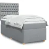 Image de vidaXL Sommier Ã  lattes de lit avec matelas Gris clair 100x200cm Tissu