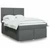 Image de vidaXL Sommier Ã  lattes de lit avec matelas Gris foncÃ© 140x190cm Tissu