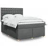Image de vidaXL Sommier Ã  lattes de lit avec matelas Gris foncÃ© 140x190cm Tissu