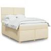 Image de vidaXL Sommier Ã  lattes de lit avec matelas CrÃ¨me 140x200 cm Tissu
