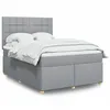Image de vidaXL Sommier Ã  lattes de lit avec matelas Gris clair 140x200cm Tissu