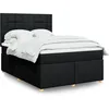 Image de vidaXL Sommier Ã  lattes de lit avec matelas Noir 140x200 cm Tissu