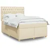 Image de vidaXL Sommier Ã  lattes de lit avec matelas CrÃ¨me 140x200 cm Tissu