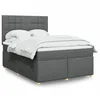 Image de vidaXL Sommier Ã  lattes de lit avec matelas Gris foncÃ© 160x200cm Tissu
