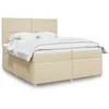 Image de vidaXL Sommier Ã  lattes de lit avec matelas CrÃ¨me 200x200 cm Tissu