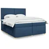 Image de vidaXL Sommier Ã  lattes de lit avec matelas Bleu 200x200 cm Tissu