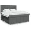 Image de vidaXL Sommier Ã  lattes de lit avec matelas Gris foncÃ© 200x200cm Tissu