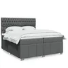 Image de vidaXL Sommier Ã  lattes de lit avec matelas Gris foncÃ© 200x200cm Tissu