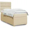 Image de vidaXL Sommier Ã  lattes de lit avec matelas CrÃ¨me 100x200 cm Tissu