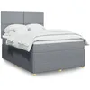 Image de vidaXL Sommier Ã  lattes de lit avec matelas Gris clair 140x190cm Tissu