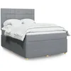 Image de vidaXL Sommier Ã  lattes de lit avec matelas Gris clair 140x190cm Tissu