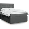 Image de vidaXL Sommier Ã  lattes de lit avec matelas Gris foncÃ© 140x200cm Tissu