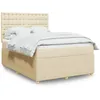 Image de vidaXL Sommier Ã  lattes de lit avec matelas CrÃ¨me 140x200 cm Tissu