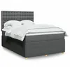 Image de vidaXL Sommier Ã  lattes de lit avec matelas Gris foncÃ© 160x200cm Tissu