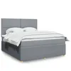 Image de vidaXL Sommier Ã  lattes de lit avec matelas Gris clair 180x200cm Tissu