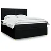 Image de vidaXL Sommier Ã  lattes de lit avec matelas Noir 180x200 cm Tissu