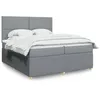 Image de vidaXL Sommier Ã  lattes de lit avec matelas Gris clair 200x200cm Tissu