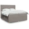 Image de vidaXL Sommier Ã  lattes de lit avec matelas Taupe 200x200 cm Tissu