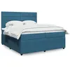 Image de vidaXL Sommier Ã  lattes de lit et matelas Bleu foncÃ© 200x200cm Velours
