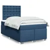 Image de vidaXL Sommier Ã  lattes de lit avec matelas bleu 120x190 cm tissu