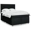 Image de vidaXL Sommier Ã  lattes de lit avec matelas Noir 140x190 cm Tissu
