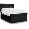 Image de vidaXL Sommier Ã  lattes de lit avec matelas Noir 140x190 cm Tissu