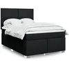 Image de vidaXL Sommier Ã  lattes de lit avec matelas Noir 140x200 cm Tissu