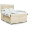 Image de vidaXL Sommier Ã  lattes de lit avec matelas CrÃ¨me 140x200 cm Tissu