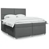 Image de vidaXL Sommier Ã  lattes de lit avec matelas Gris foncÃ© 200x200cm Tissu