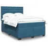 Image de vidaXL Sommier Ã  lattes de lit et matelas bleu 140x190 cm velours