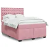 Image de vidaXL Sommier Ã  lattes de lit avec matelas Rose 140x190 cm Velours