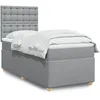 Image de vidaXL Sommier Ã  lattes de lit avec matelas Gris clair 90x200 cm Tissu