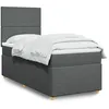 Image de vidaXL Sommier Ã  lattes de lit avec matelas Gris foncÃ© 100x200cm Tissu