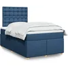 Image de vidaXL Sommier Ã  lattes de lit avec matelas bleu 120x190 cm tissu
