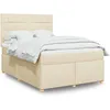 Image de vidaXL Sommier Ã  lattes de lit avec matelas CrÃ¨me 140x200 cm Tissu