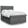 Image de vidaXL Sommier Ã  lattes de lit avec matelas Gris foncÃ© 140x200cm Tissu