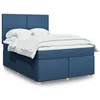 Image de vidaXL Sommier Ã  lattes de lit avec matelas Bleu 160x200 cm Tissu