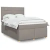 Image de vidaXL Sommier Ã  lattes de lit avec matelas Taupe 160x200 cm Tissu