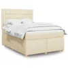 Image de vidaXL Sommier Ã  lattes de lit avec matelas CrÃ¨me 160x200 cm Tissu