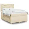 Image de vidaXL Sommier Ã  lattes de lit avec matelas CrÃ¨me 160x200 cm Tissu