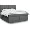 Image de vidaXL Sommier Ã  lattes de lit avec matelas Gris foncÃ© 180x200cm Tissu